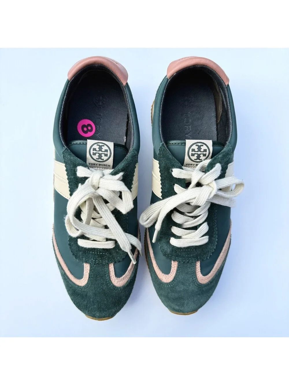 Tory Burch Hank Sneaker In Bottle Green/Pink Size 8M
